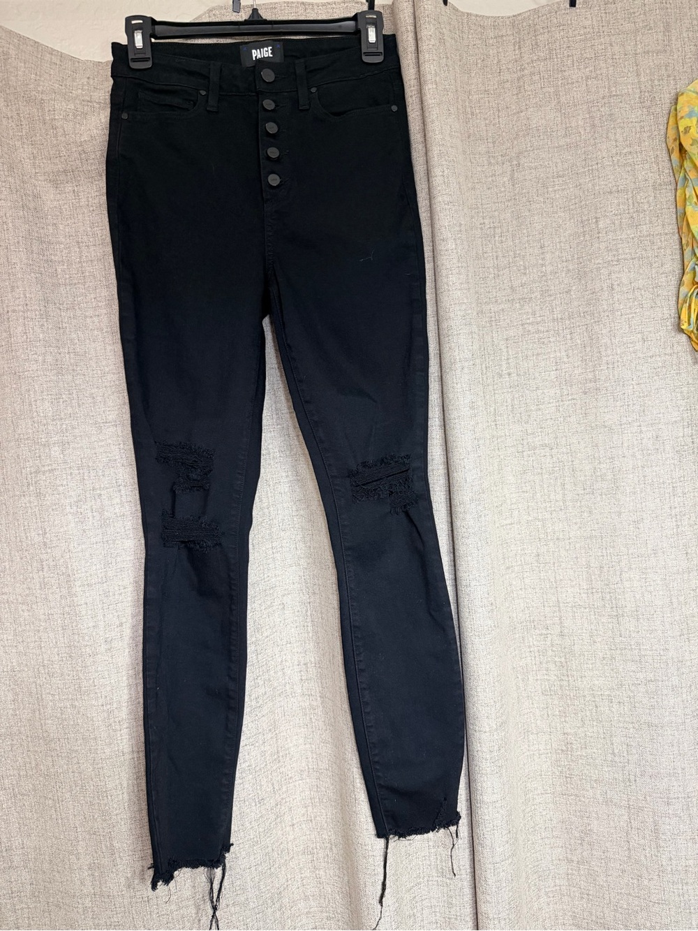 PAIGE Black High-Rise Distressed Skinny Jeans